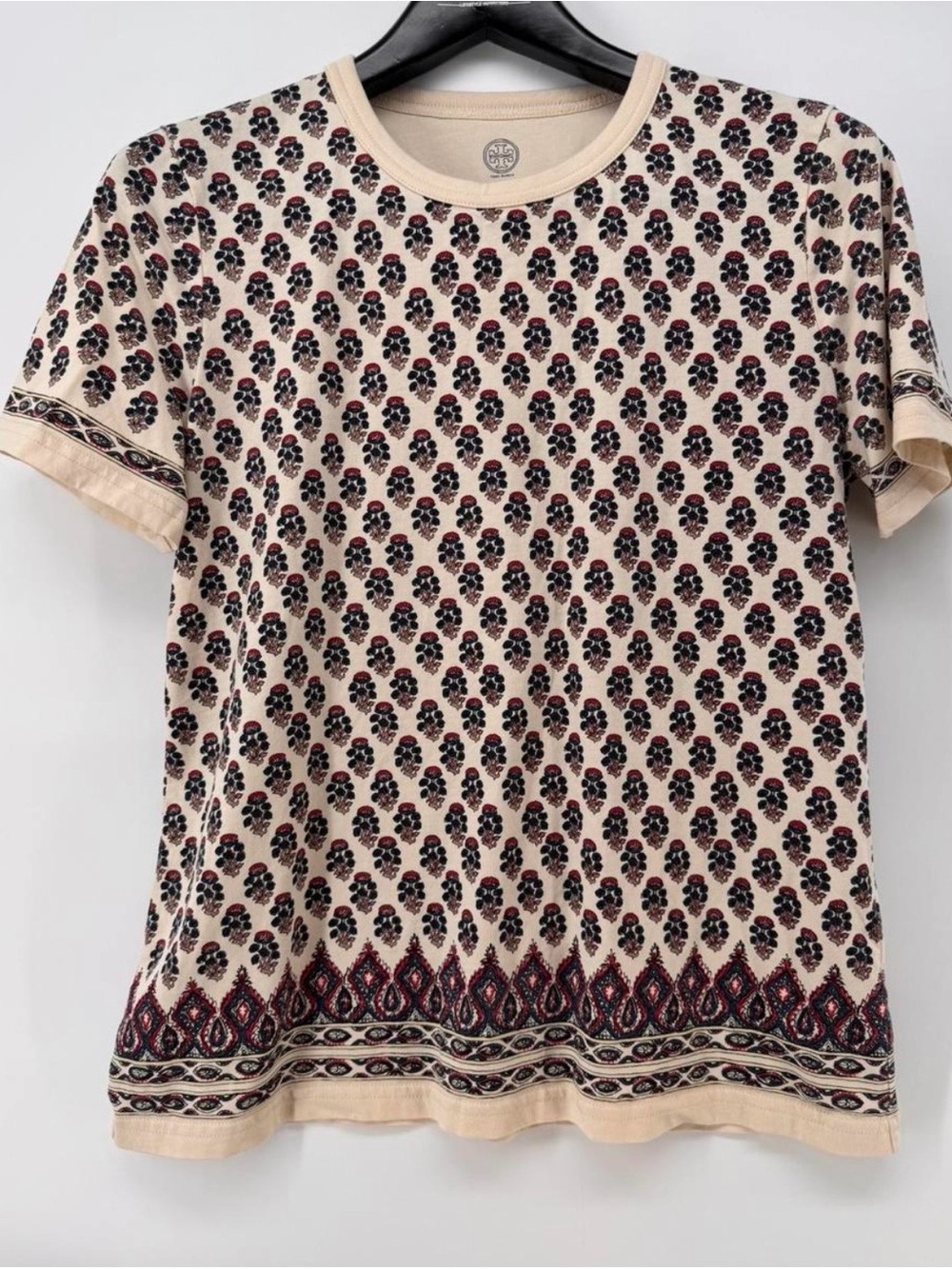 Tory Burch Floral Mushrooms Logo Cotton Tee Shirt Medium